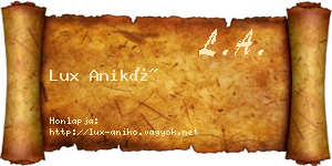 Lux Anikó névjegykártya